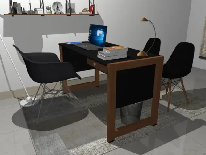 Mesa de Escritório Black Delluxe. Em Madeira Maciça: L106cm x P60cm x A74cm