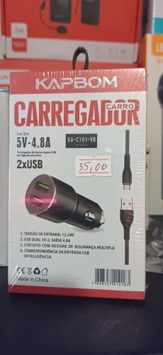 Carregador Veicular Kapbom 2xUSB 5V-4.8A