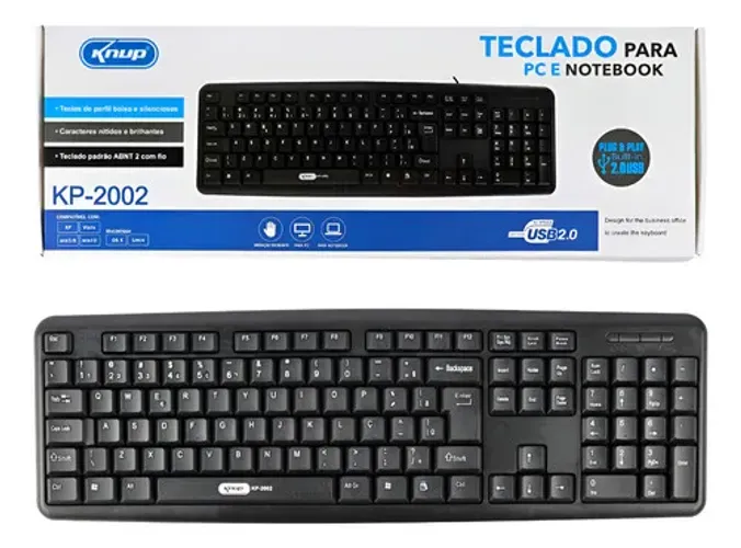 Teclado Com Fio Usb KP 2002 Abnt2 Teclado Home Office Pc