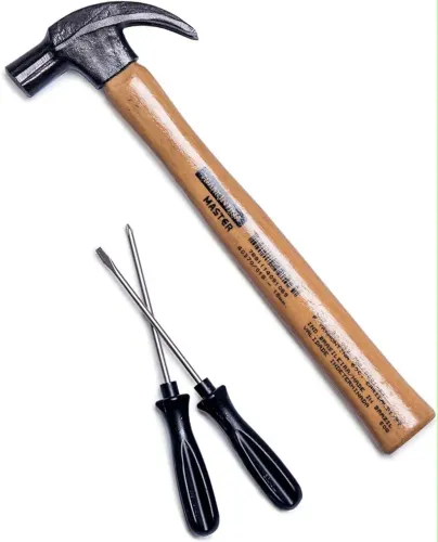 Kit de Ferramentas com Martelo 18mm + 2 Chaves de Fenda - 3 Peças - Novo