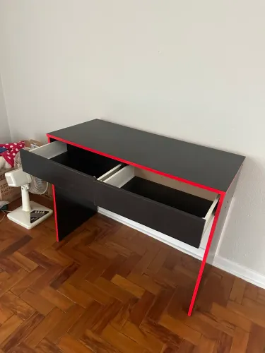 Mesa Gamer Escrivaninha 2 Gavetas Preto/vermelho