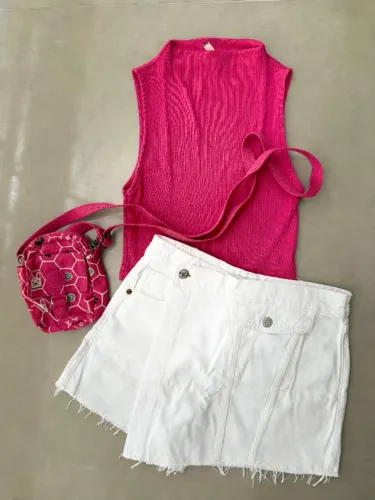 Shorts saia jeans branco ZARA