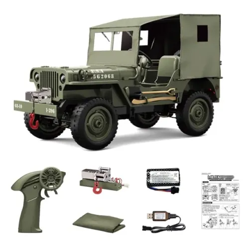 Jeep Willys Militar Controle Remoto 1/10 35cm Usa Ww2 4x4 Verde-escuro