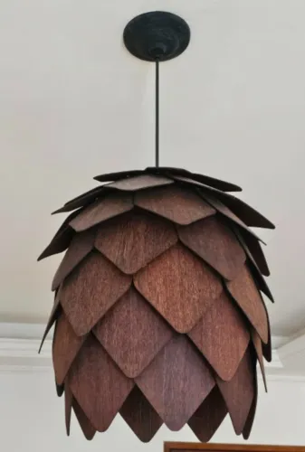 Lustre Pendente luminária Em Madeira - Lupulo Sucupira Grande