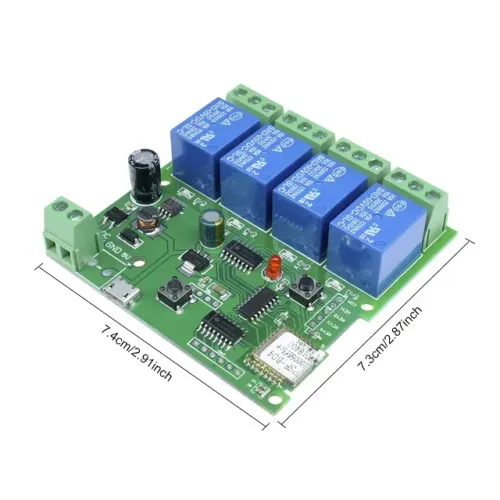 modulo de 4 canais para casa inteligente. possui a funçao pulse para acionamento de portao