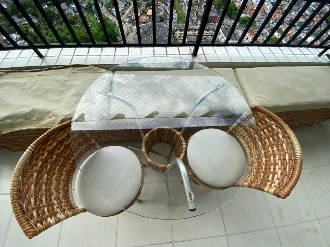 Kit sacada / área externa mesa, banquetas e banco comprido 