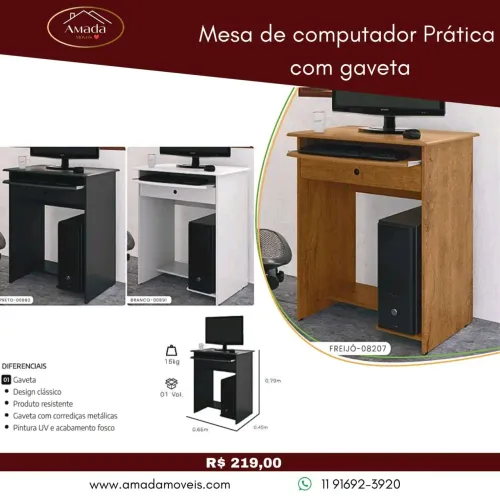Mesa de computador Pratica com gaveta - à pronta entrega 
