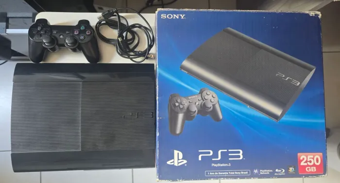Playstation 3 super slim na caixa com controle original 