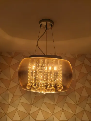 Lustre/Plafon Soho Vidro Âmbar e Cristal Transp