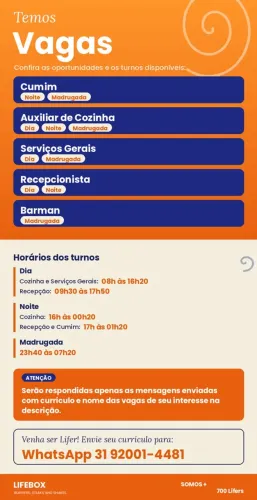 VAGAS REGIÃO SAVASSI/ CLIQUE NA IMAGEM