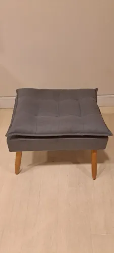 Kit 2 puff banqueta cinza