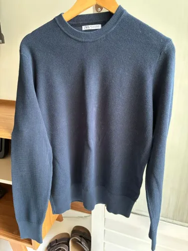Sueter 100% algodão azul marinho ZARA masculino P