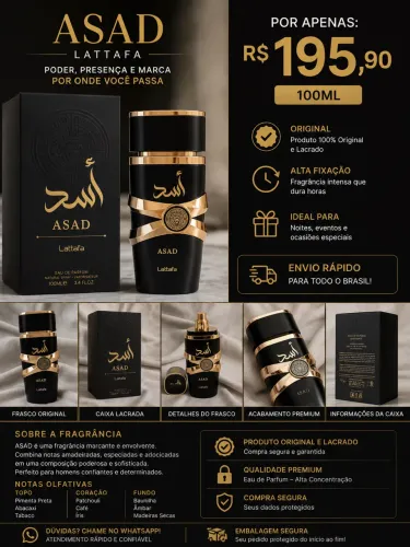 Perfume Asad Lattafa Original 100ml Lacrado | R$ 195,90