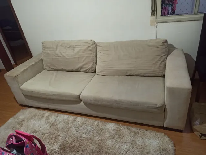 Sofá 3 lugares Milão Suede Marfim