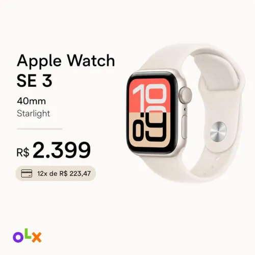 Apple Watch SE 3 40mm - 1 ano de garantia + Nota fiscal