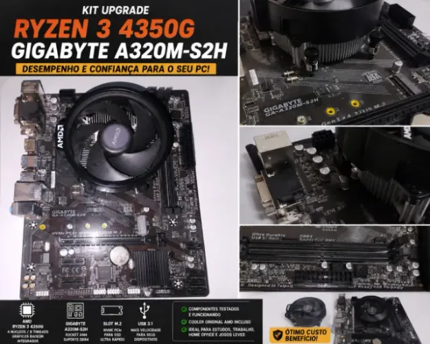 Kit Placa-mãe Gigabyte A320M-S2H + Ryzen 3 4350G