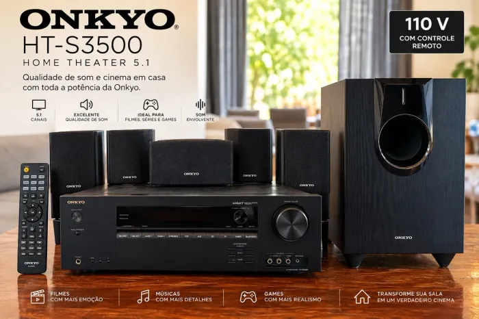 Home Theater Onkyo HT-S3500 5.1 Completo + Subwoofer + Controle
