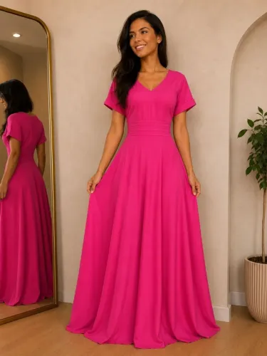 Vestido longo de festa Rosa Pink