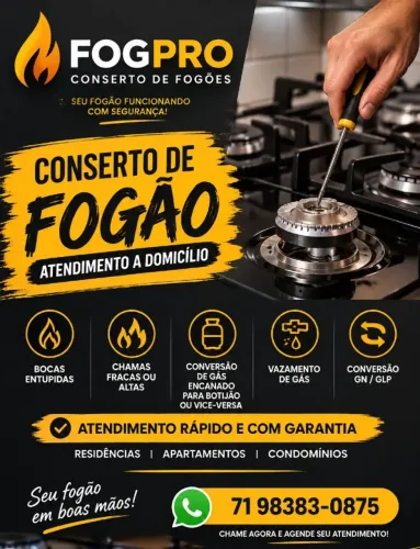 CONSERTO DE FOGÃO EM DOMICÍLIO AQUI EM SALVADOR