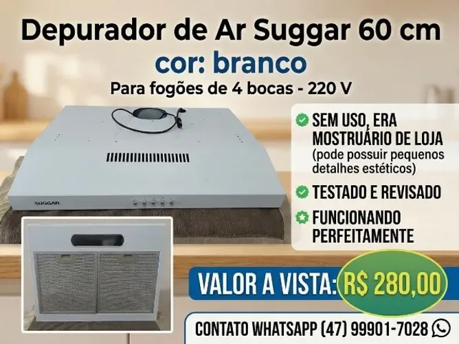 Depurador de Ar- NOVO-  Suggar 60 Cm - Branco - 220V - sem uso