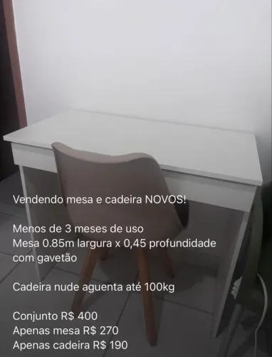 CADEIRAS E MESA NOVOS