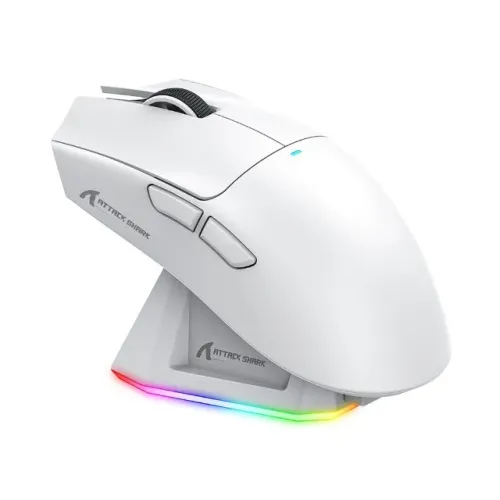 Mouse Gamer sem Fio Attack Shark X11 com Base de Carregamento Magnético RGB