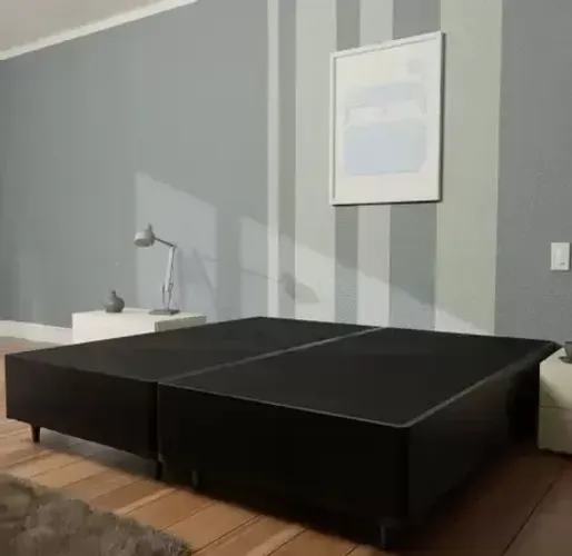 Base Box Queen Suede Preto | Estrutura Reforçada