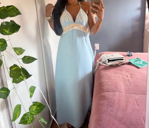 Vestido longo tecido marrant usado 1x