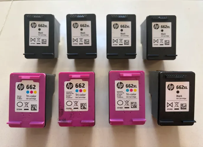 Cartuchos de tinta HP 662 vazios