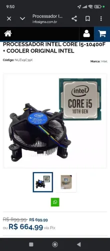 I5 10400f + cooler box acompanha caixa