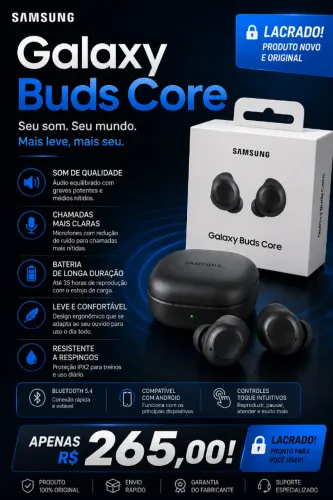 Fone Galaxy Buds CORE - Lacrado!