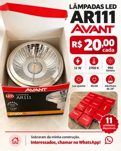 Lâmpadas AR111 Avant 2700k - 11 un