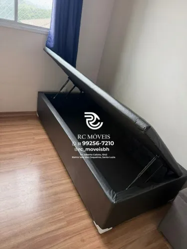 Cama box completa Baú Solteiro 88x1.88 Blindado com Pistão a Gás