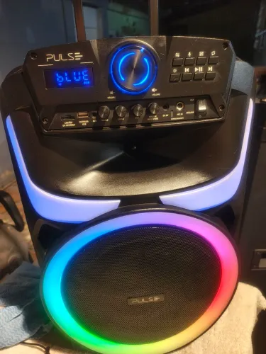 Caixa de Som Amplificada Pulse Burst 550W RMS (Bluetooth, LED, Bateria) - Estado de Nova!