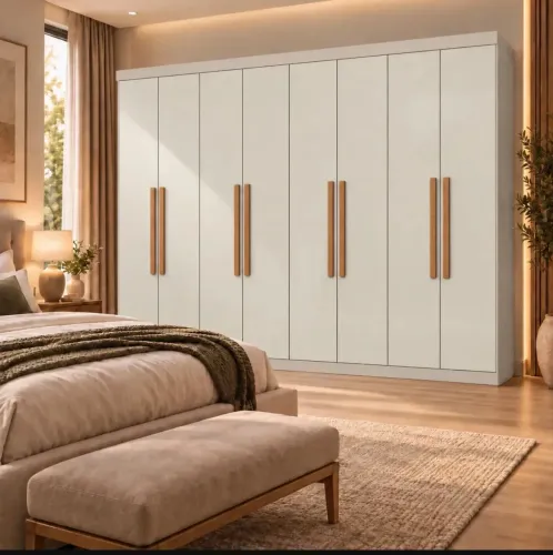 Guarda Roupa Casal 8 Portas 4 Gavetas Paris Espresso Móveis Branco Novo Oportunidade