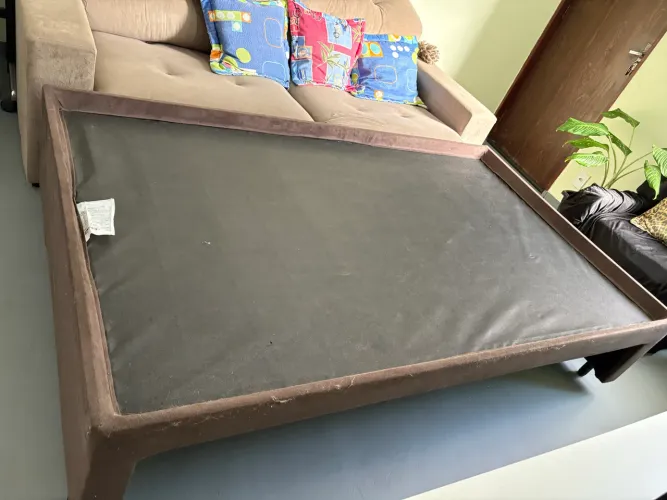 Bicama Box para Dois Colchões Viúvo 120x203 Suede Marrom