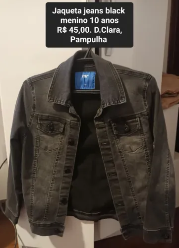 Jaqueta jeans black menino 10 anos