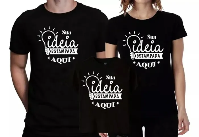 Kit 3 Peças Personalizada Estampa Foto Logo Camisa Festa