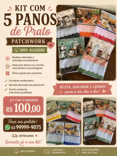 Kit de pano de Prato Patchwork 