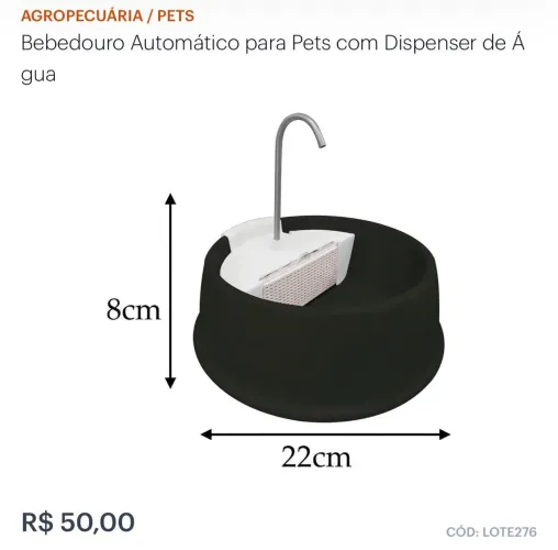 Bebedouro Automático para Pets com Dispenser de Água