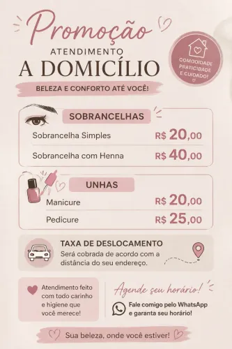 Unhas e sobrancelhas a domicílio 