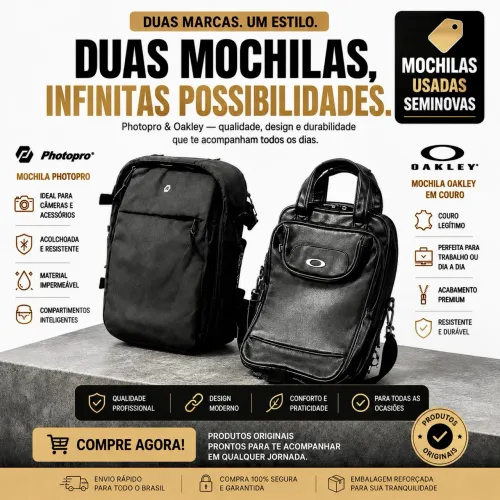 Mochilas originais oakley (couro) e PHOTOPRO (ideal para fotógrafos)- USADAS