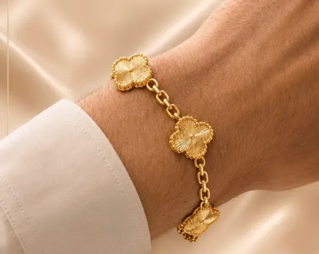 Pulseira Trevo Golden em Ouro 18k 750