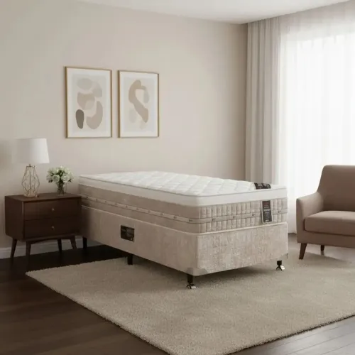 Cama Box + Colchão Castor Solteiro Premium One Face Tecnopedic 88x188x57cm