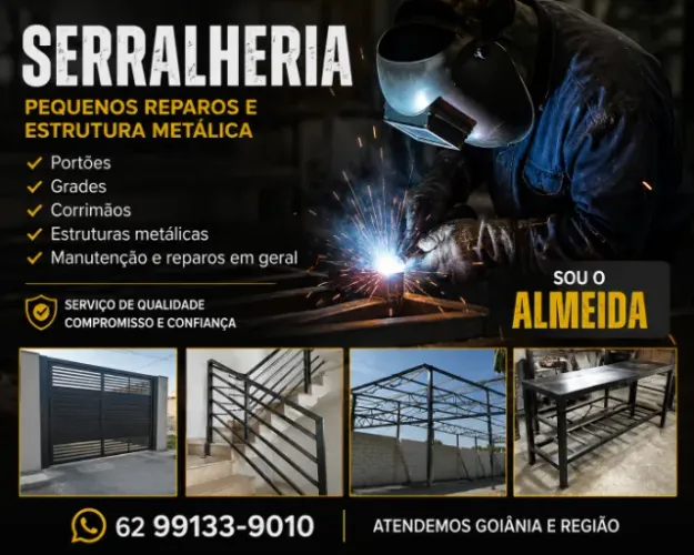 Serralheria (portões, grades, estruturas metálicas, soldas, etc.)