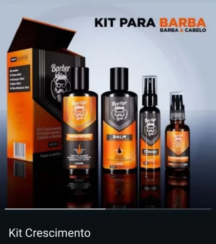 Kit Crescimento Barber Line Barba e Cabelo Shampoo Balm Tônico e Óleo Completo