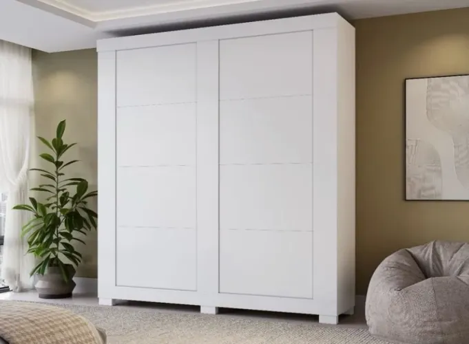 Guarda Roupa Helena ACP 100% MDF, 2 Portas deslizantes e 02 gavetas - Entrega Imediata;