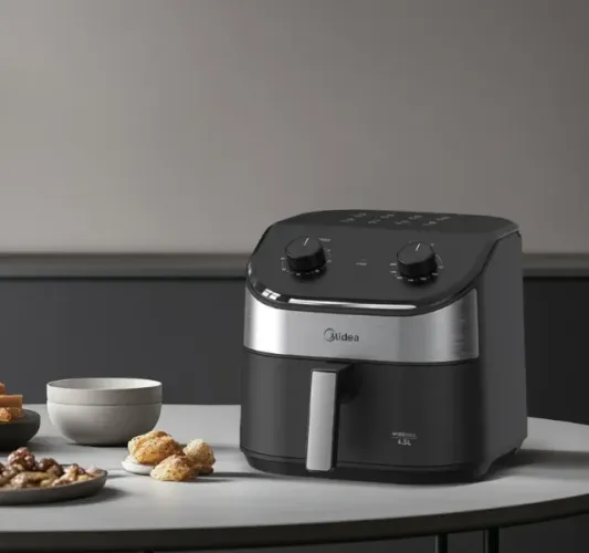 Fritadeira Air Fryer 4,5l Widemax Com Interior De Alumínio 1500w Midea Preto 127v