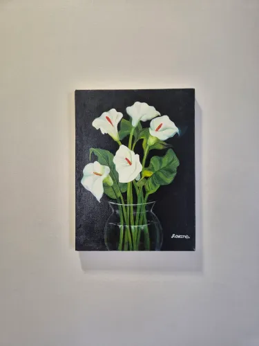 Pintura óleo sobre tela - Copos de Leite