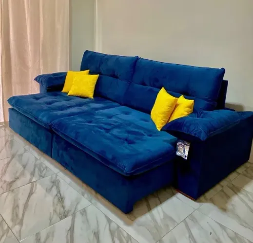 Sofá Retrátil Reclinável Gran Confort 250 Azul